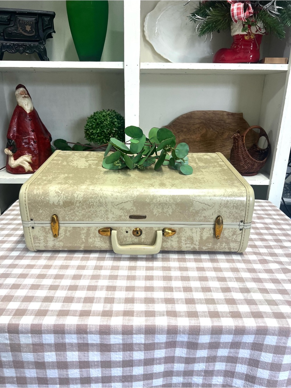 Vintage samsonite luggage 4521 cream marble suitcase retro grandma core